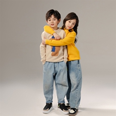 新款儿童羊绒衫保暖圆领可爱小熊图案秋冬必备舒适柔软，童装儿童羊绒衫，暖钟情羊绒