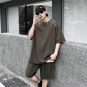 套装男士韩版潮流高街帅气百搭拉链2024夏季ins两件套W5849-P60图片