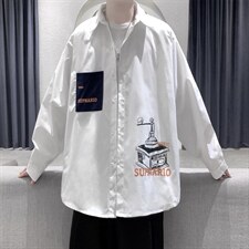 2021春新款个性学院风时尚长袖印花衬衫C035-P45，男装衬衫，电商A177