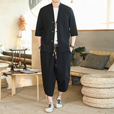 2025夏装新款男士风七分袖衬衫七分裤男装四季1512-1901-P70，男装衬衫，星座1512