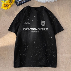 可48小时发货支持抖音得物来样二开美式满天星亮片短袖T恤MTX678，男装T恤，电商A486