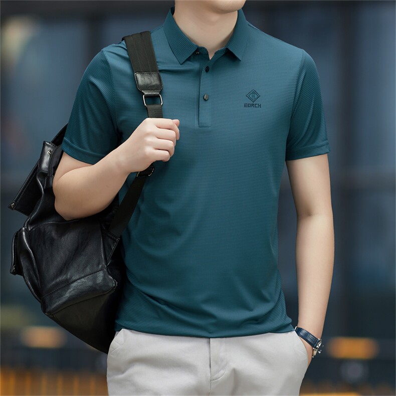 衬衫领半袖t恤男有带领2023夏季新款体恤男士商务休闲翻领polo衫，男装Polo衫，电商B212（原钱塘6029）