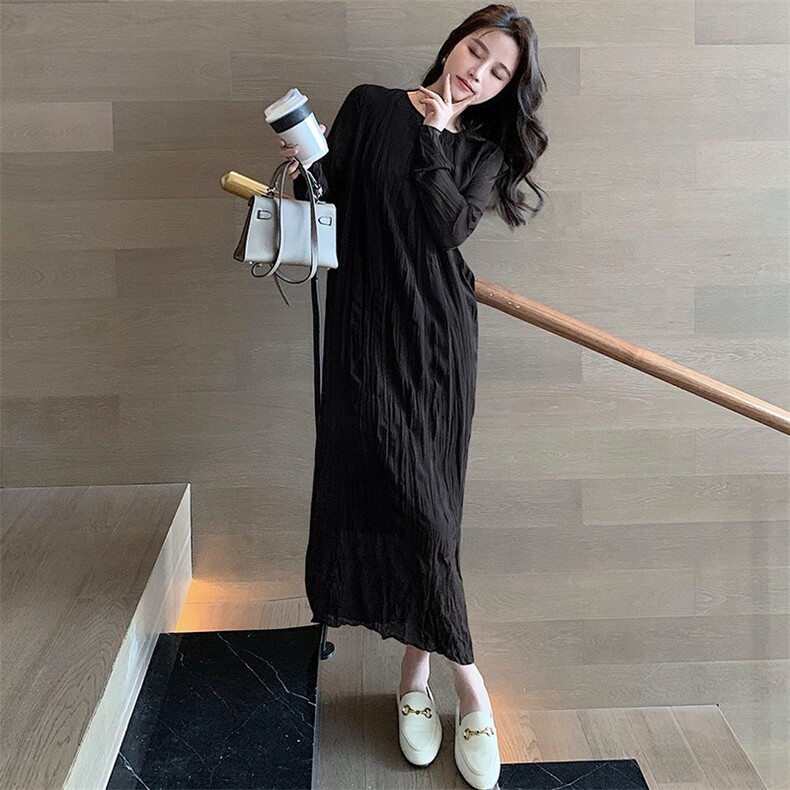 2024新款现货秋季女仿连衣裙百褶过膝气质款号103-P85K139,女装连衣裙,浙宝305