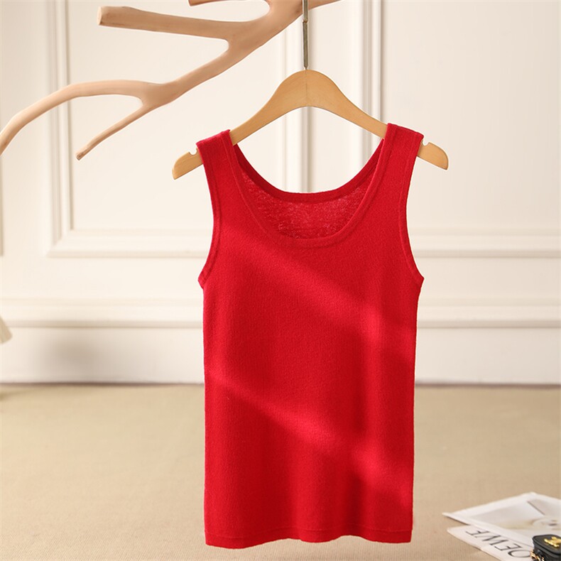 秋冬季35%简约休闲百搭时尚16针精纺四平无袖U领背心，女装背心吊带，云暖羊山羊绒