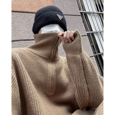 日系半拉链毛衣男冬季潮牌简约宽松百搭纯色保暖针织线衣KB628，男装针织衫/毛衣，星座1116A-1（原606A）