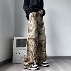 港风秋款男迷彩裤褶皱休闲直筒宽松长裤h0936P50，男装休闲裤，星座1013-1