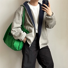 抖音得物高品质二开25秋冬美式重磅宽松结构双面连帽卫衣外套W68，男装卫衣，电商A486