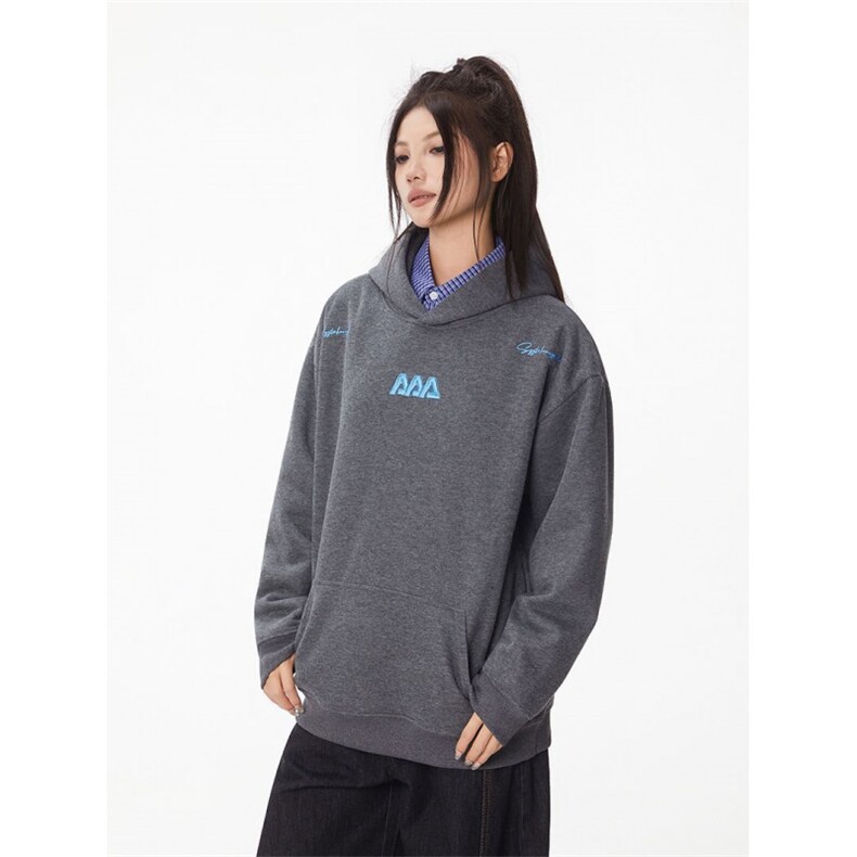 5577-P55新款口袋中长宽松刺绣长袖连帽卫衣，女装卫衣/绒衫，星座617A-2