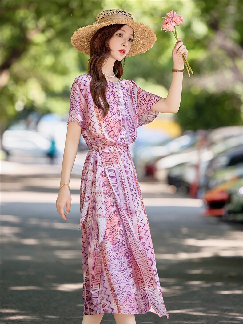 2025年夏季新款时尚印花连衣裙,女装连衣裙,慕依路