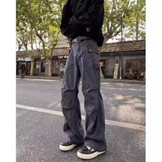 cleanfit工装牛仔裤男款春秋宽松休闲裤子潮牌美式高街阔腿伞兵裤，男装牛仔裤，星座813-2