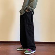 伐木多口袋杏色工装裤男新款美式高街vibe裤子设计感休闲直筒裤，男装休闲裤，星座506A