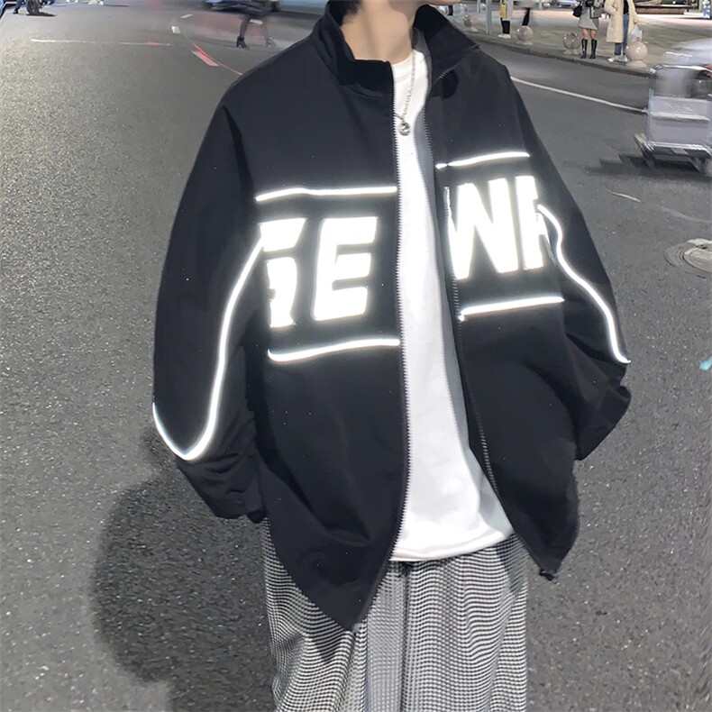 XZ213-19JK40-P108控128港风大码ins潮牌反光印花立领棒球服夹克,男装夹克,星座213
