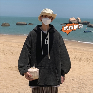 加绒新款港风宽松连帽套头卫衣X5672-常规P70控88-加绒P80控98图片