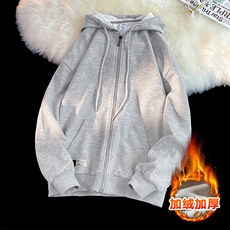 港风cityboy新款加绒加厚针织卫衣开衫外套百搭WT3412加绒-P50，女装短外套，星座717