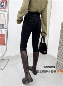 冬装加厚复合牛仔小脚裤图片