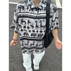 2025夏季新款港风夏威夷冰丝沙滩衬衫印花短袖CS304-P30，男装T恤，星座301C-5