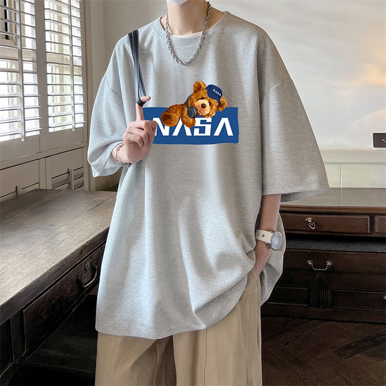 NASA华夫格t恤男短袖男大码五分袖酒店风HT7347-P22,男装T恤,电商A040