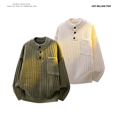 M8178/P65冬季毛衣男秋冬季宽松保暖半高领针织衫打底宽松外套，男装针织衫/毛衣，电商A141