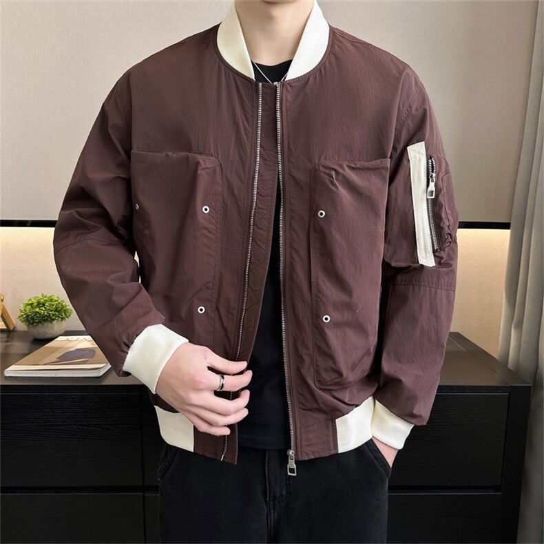 2025春装店主风新款撞色棒球领时尚潮流夹克休闲外套58102-P115，男装夹克，电商A413