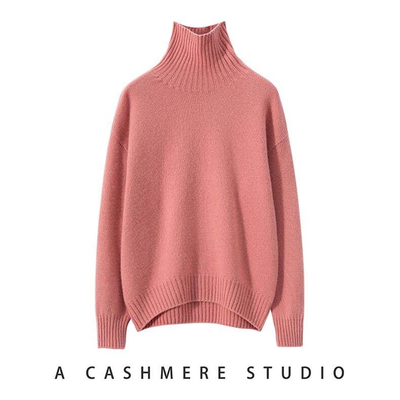 2025春秋新款羊绒衫女100纯山羊绒慵懒高领针织衫加厚休闲打底衫，男装羊绒套衫，温伦斯特羊绒