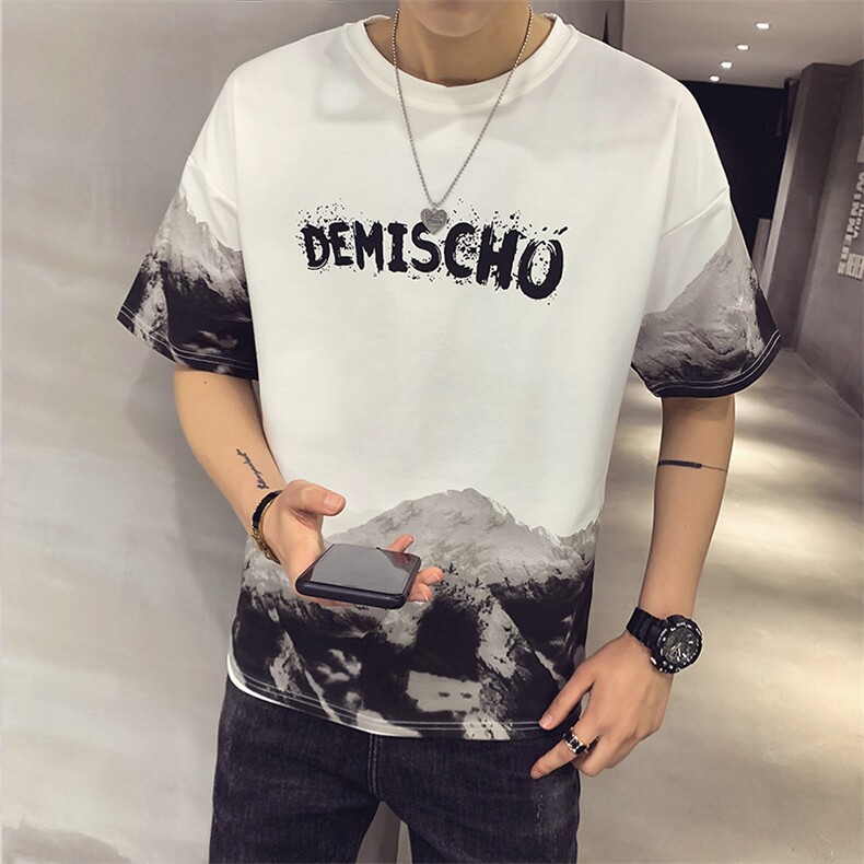 2021夏季短袖T恤男店主风宽松休闲衣服圆领体恤男A313-8326-P45,男装T恤,电商A313