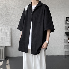 8XL-M亚麻短袖衬衫男夏薄款宽松休闲百搭大码半袖衬衣DC28002P50，男装衬衫，电商B312