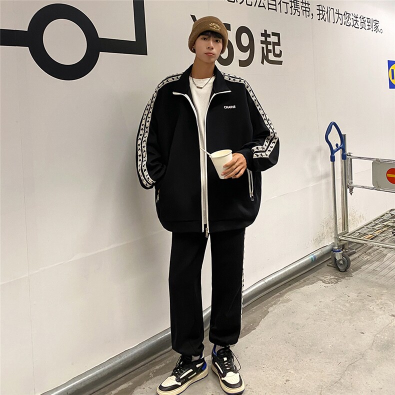 EQ134 开衫卫衣男女学生班服套装ins情侣装春装外套 裤P55 衣P68图片