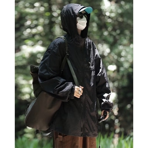 夏季冰丝透气轻薄防晒衣男青少年户外刺绣连帽防晒服外套F125-P35图片