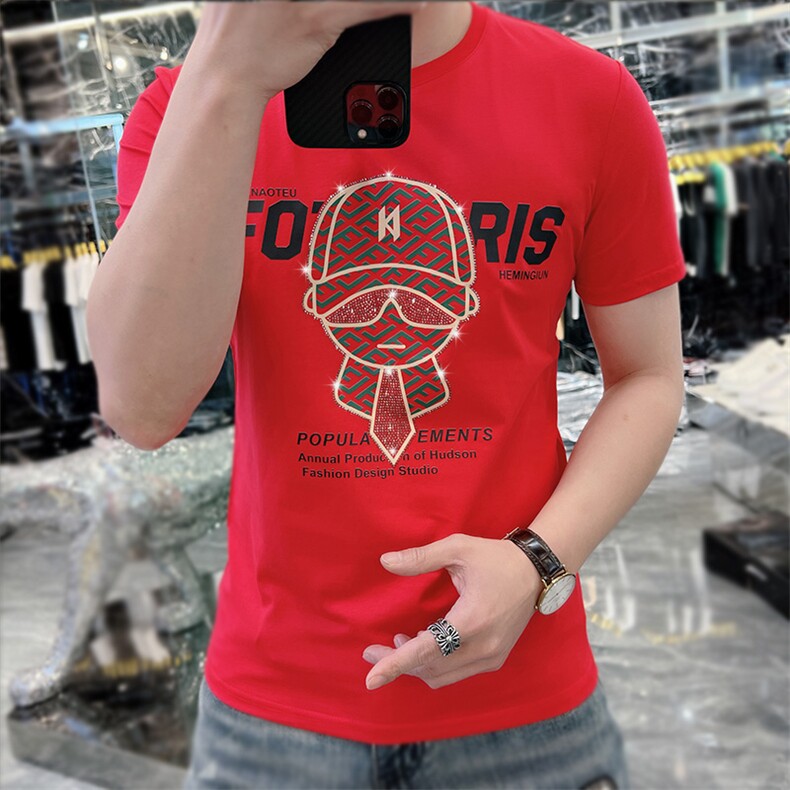 新款时尚高端精品欧货夏季男T恤短袖潮流抖音A227B-A-723-P48,男装T恤,电商A227B（原钱塘4066-1）
