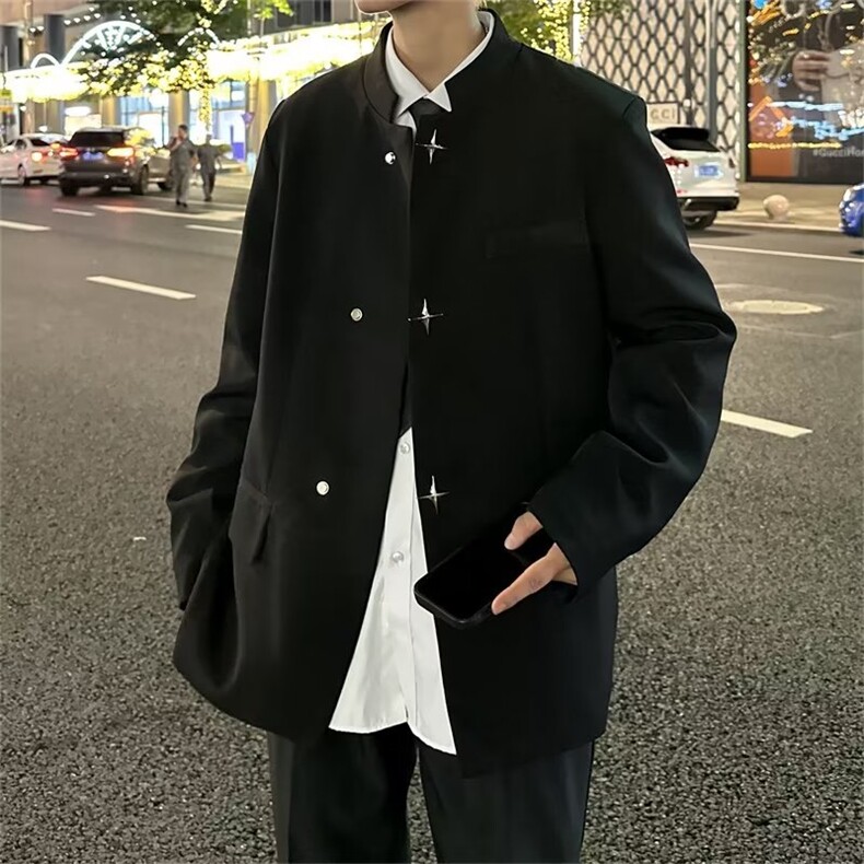复古男同款中山装2024春秋季新款斜扣西装外套XW126-P70,男装民族服装,星座1109-3
