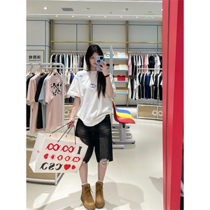 网图有货 夏季断开字乱针刺绣美式宽松休闲短袖t恤男女 A505-P35图片