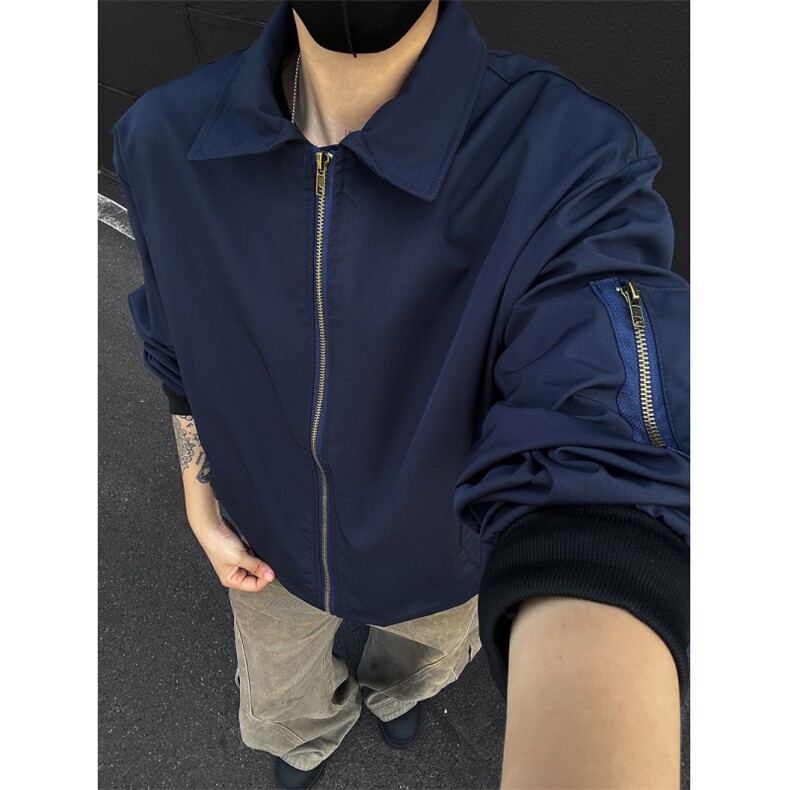 港风秋款男工装拉链口袋夹克衫宽松休闲外套JK441P60,男装夹克,星座1013-1