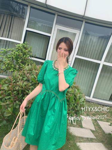 排单，珍珠项链素色娃娃裙，女装，HTYX(6F)