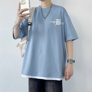 冰氧仿棉短袖港风白墙夏季休闲百搭刺绣纯色男上衣TC3149-P22控48图片