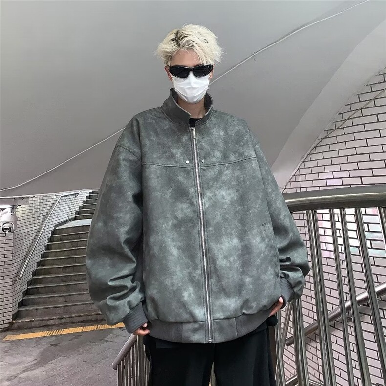 外套男春秋款美式高街痞帅夹克宽松休闲机车服休闲,男装夹克,星座716-4