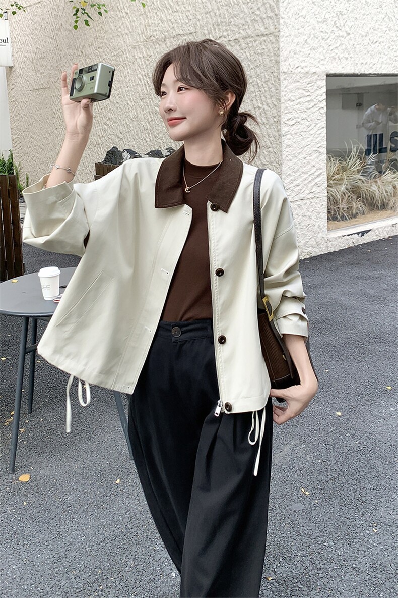 新款【现货】杏色韩系简约款192-628P160K228,女装风衣,浙宝192（原082）