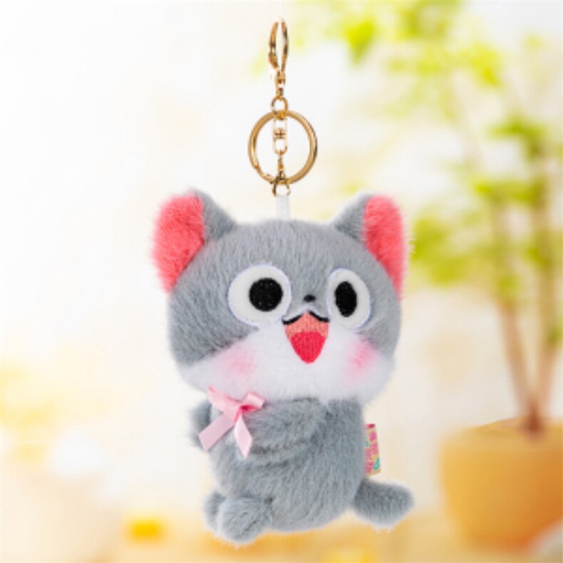 扭身猫系列B款灰挂件，童话毛绒