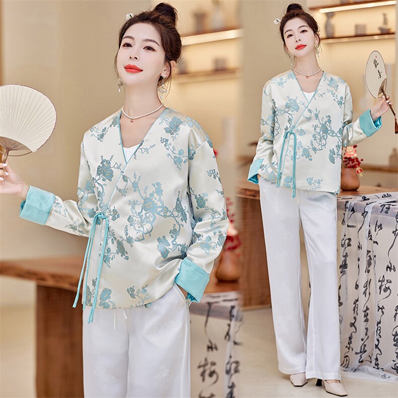 复古提花外套2025年春季新中式设计感小众改良汉服上衣长袖,女装短外套,水衣源