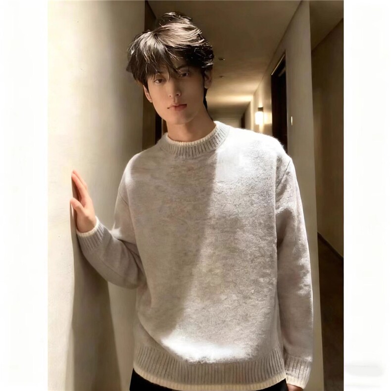 假两件毛衣男款冬季加厚成熟稳重男装内搭打底衫圆领针织衫MYZ17,男装T恤,星座516A