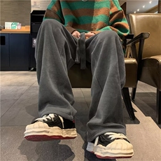 灯芯绒裤子男女秋冬潮牌垂感直筒宽松阔腿裤休闲运动裤G2512-p35，女装休闲裤，星座1008-1