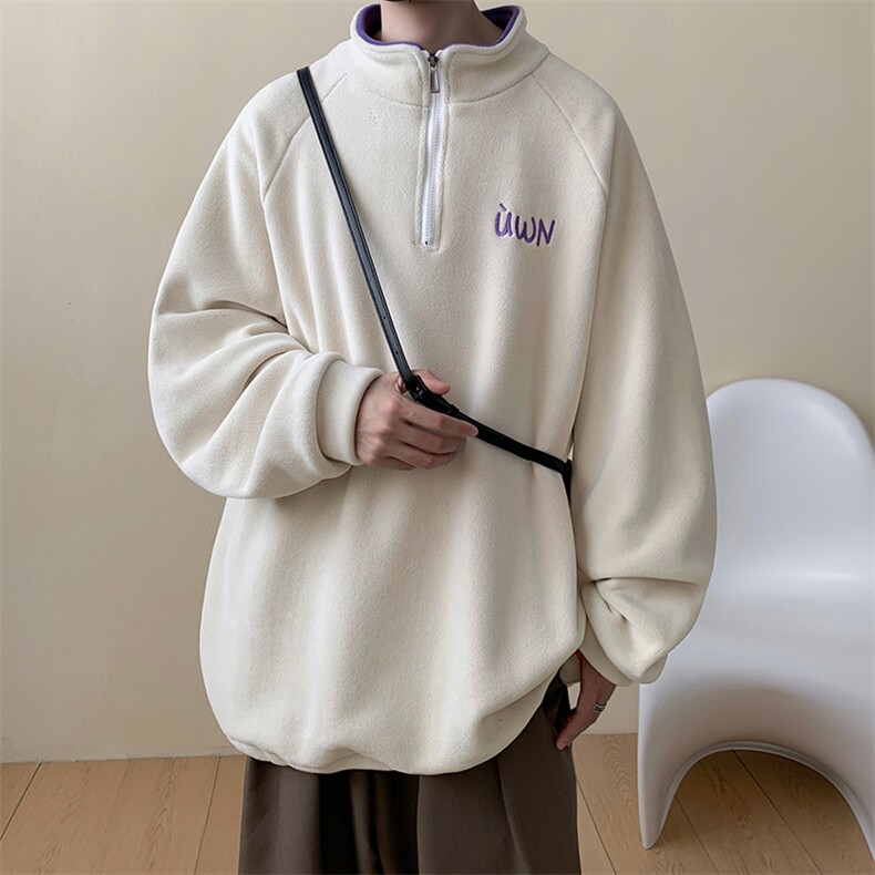 刺绣摇粒绒卫衣D5237-TP50控价68冬季加绒加厚宽松翻领套头外套,男装卫衣,电商A102-1