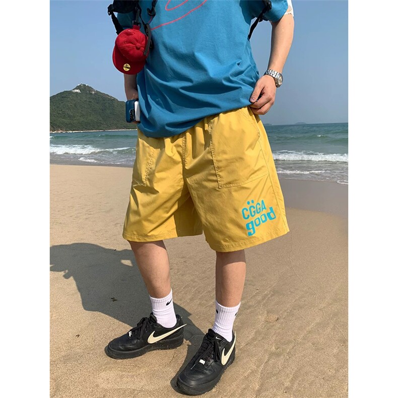 网图有货夏季多巴胺字母印花阔腿五分裤男女宽松休闲裤A586-P23,男装牛仔裤,星座1505