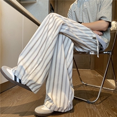 2025夏季新款潮流条纹慵懒宽松阔腿休闲裤B315-K25716-特p40控78，男装休闲裤，电商B315