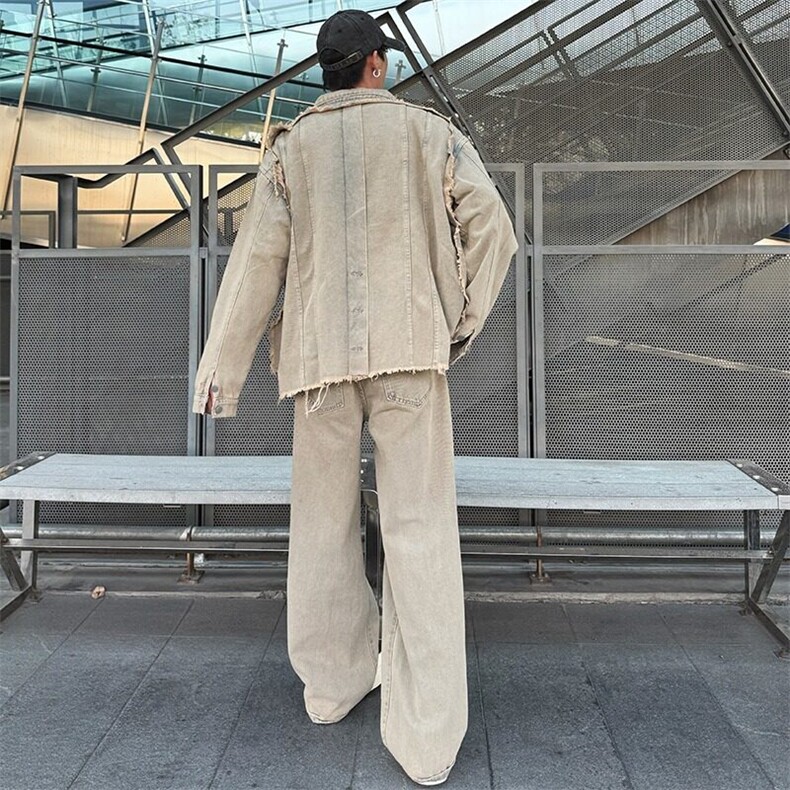 春季复古水洗重工牛仔男士痞夹克A613-p68,男装夹克,星座910B