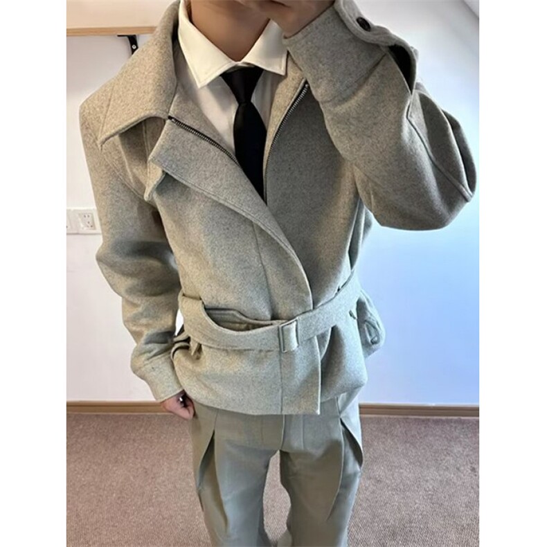 外套男款秋冬季加厚美式复古保暖毛呢夹克高级感短款大衣J8235,男装夹克,星座1116A（原606A-3）