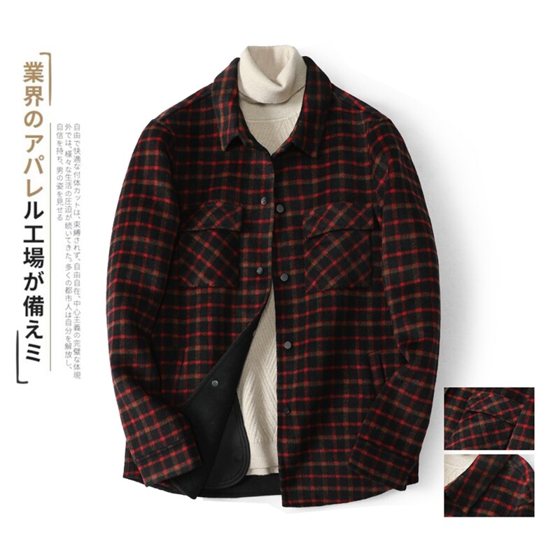 2021秋冬新款男士双面羊绒夹克短款外套纯手工毛呢大衣 Y8701图片