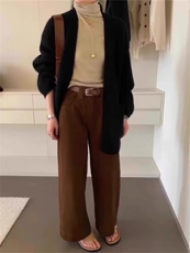 韩系v领针织开衫女秋冬新款流行软糯毛衣外套慵懒外搭，女装羊毛衫，思途羊绒