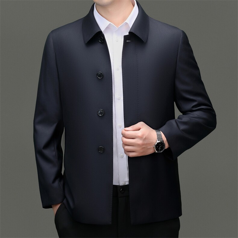 XL-N82205秋冬新款男士夹克翻领商务休闲领导服男装纯色羊毛外套图片