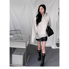 潮流流行美式宽松灰色抽绳卫衣帽衫女2025春运动休闲连帽上衣新款，男装卫衣，星座506A
