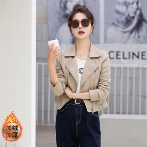 小皮衣外套女短款2025春秋冬加绒加厚新款高级感小个子机车皮夹克图片